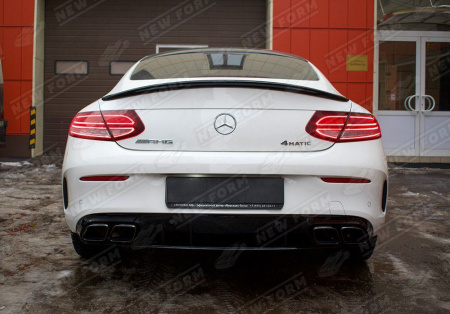 Mercedes-Benz C-Klasse W205 Coupe рестайлинг 2018 - н.в. Диффузор заднего бампера 6.3S AMG с черными насадками на глушитель
