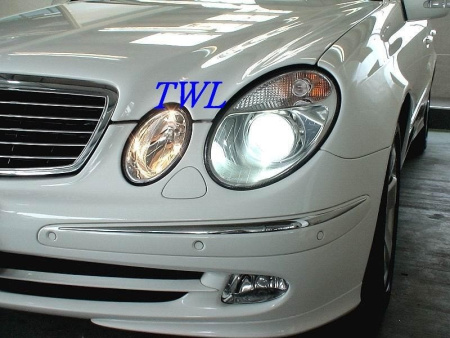 Mercedes E W211 (02-06) фары передние линзовые хромированные, ксеноновые, комплект 2 шт.