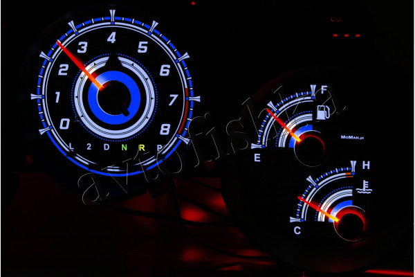 Toyota Supra MK4 светодиодные шкалы (циферблаты) на панель приборов - дизайн 1