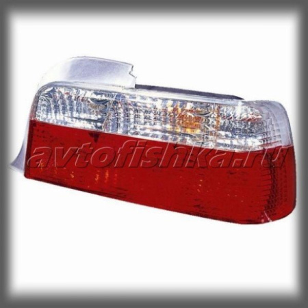 BMW 3 E36 2 дв. купе фонари задние красно-белые прозрачные, комплект 2 шт.