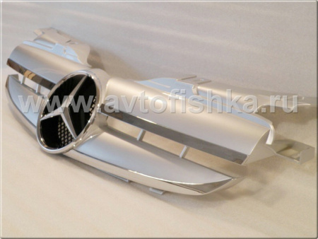 Mercedes SLK R170 (98-04) решетка радиатора 2 ламели, дизайн AMG, серебристая