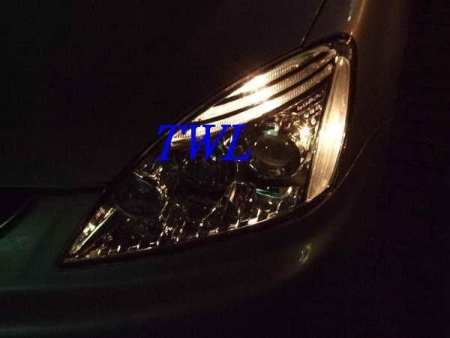 Mitsubishi Lancer (03-06) фары передние линзовые хромированные, с белым рефлектором, комплект 2 шт.
