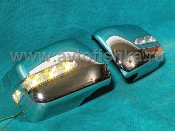 Lexus RX300 (97-03) накладки на боковые зеркала хромированные, со светодиодными поворотниками, комплект 2 шт.