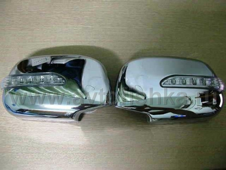Toyota RAV4 (06-) накладки на боковые зеркала хромированные, со светодиодным поворотником, комплект 2 шт.