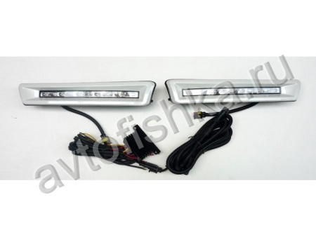 Toyota Prado J150 (2010-) дневные ходовые огни DRL в передний бампер, серебристые