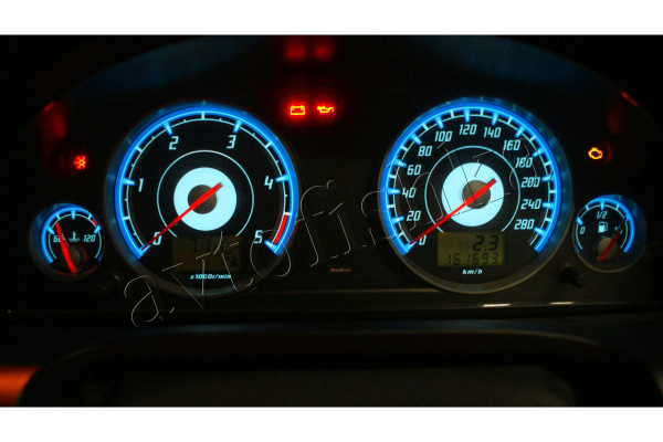 Ford Mondeo MK3 светодиодные шкалы (циферблаты) на панель приборов - дизайн 2