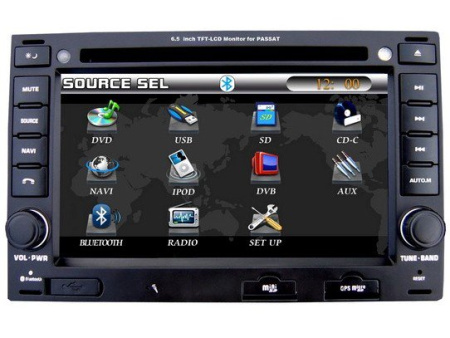 Volkswagen Passat B5, B5.5, Bora, Polo, Golf (-05) 2 din автомагнитола - головное устройство с 7" HD экраном, GPS навигацией, TV, PMS VWM-8882GB