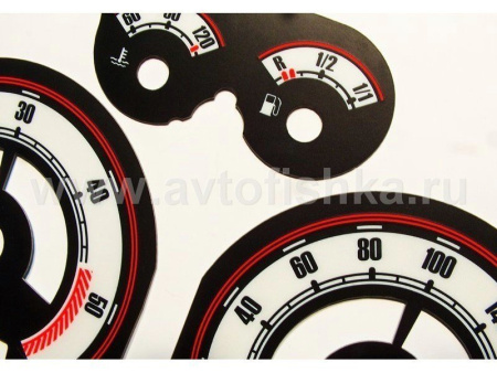 Audi A6, C5 (97-04) светящиеся шкалы приборов - накладки на циферблаты панели приборов, дизайн № 2