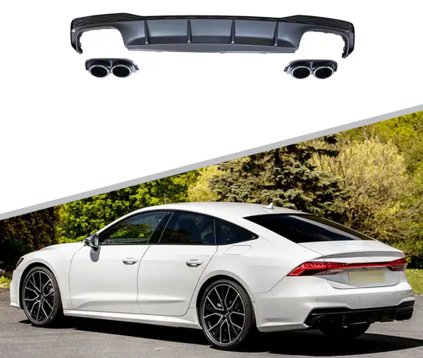 Диффузор S7 S-line с насадками для Audi A7 2019+