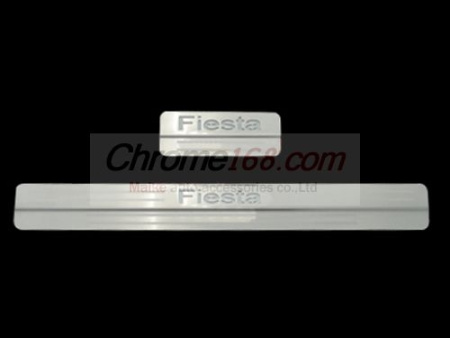 Ford Fiesta (08-) седан накладки порогов дверных проемов из нержавеющей стали с подсветкой, комплект 4 шт.