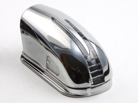 Mercedes W220, W215 хромированные корпуса боковых зеркал, со светодиодными поворотниками и подсветкой Welcome, дизайн SL-class, комплект 2 шт.