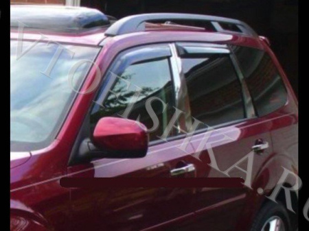 Дефлекторы боковых окон 4 части темные Subaru Forester 2008-2012