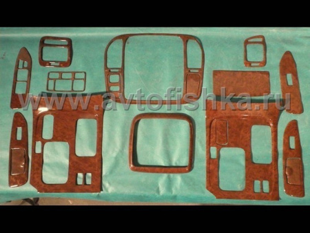 Toyota Land Cruiser 100 (1998-2003) отделка салона под дерево, темное, комплект 17 предметов