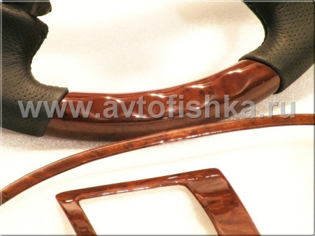 Toyota Land Cruiser Prado 120 (02-) руль, рукоятки рычагов переключения передач и накладки в салон под дерево, комплект 27 предметов