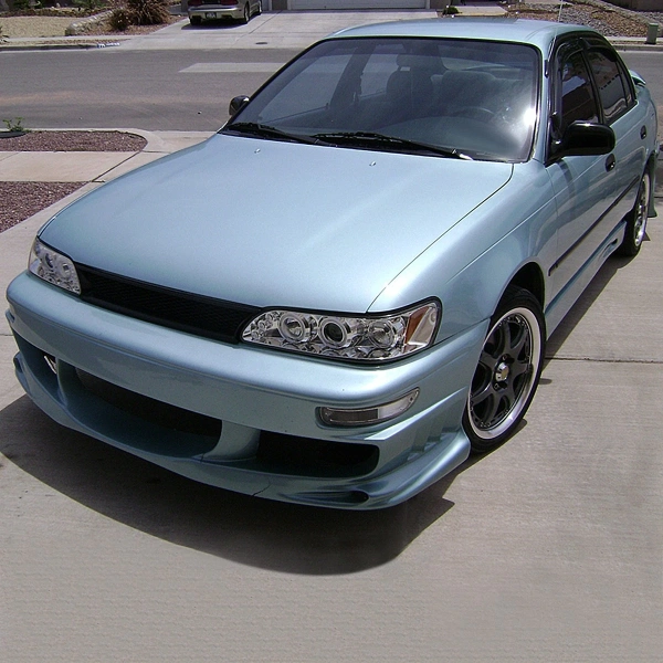 Toyota Corolla (92-97) AE100 фары передние линзовые хромированные со светящимися ободками, комплект 2 шт.