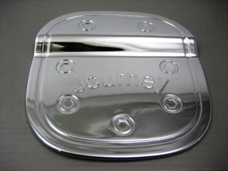 Honda CR-V III (06-) накладка хромированная на лючок бензобака, пластиковая, с логотипом "JOURNEY"