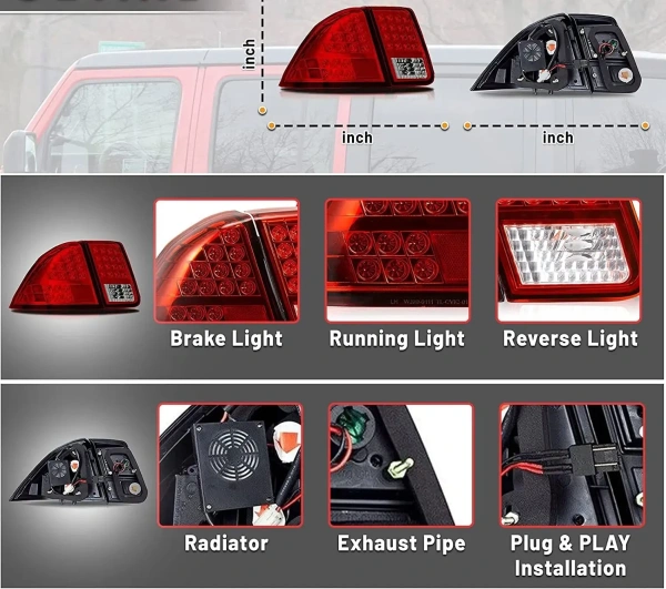 Honda Civic 2001-2005 седан фонари задние светодиодные красно-хромированные