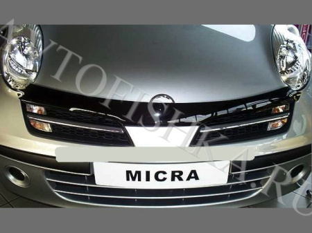 Дефлектор капота темный Nissan Micra 2003-2011