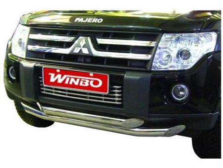 Mitsubishi Pajero 4 (06-) накладка на решетку переднего бампера из нержавеющей стали