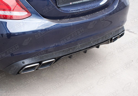 Mercedes-Benz C-Klasse W205 2014 - 2018 Диффузор заднего бампера 6.3 AMG черный на штатный бампер