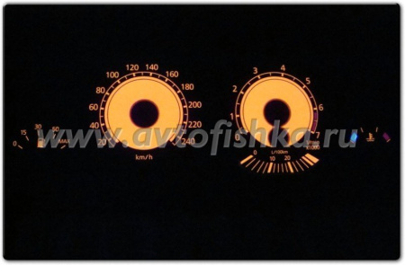 BMW 3 E46 циферблаты шкал комбинации приборов с подсветкой, 240 km/h.