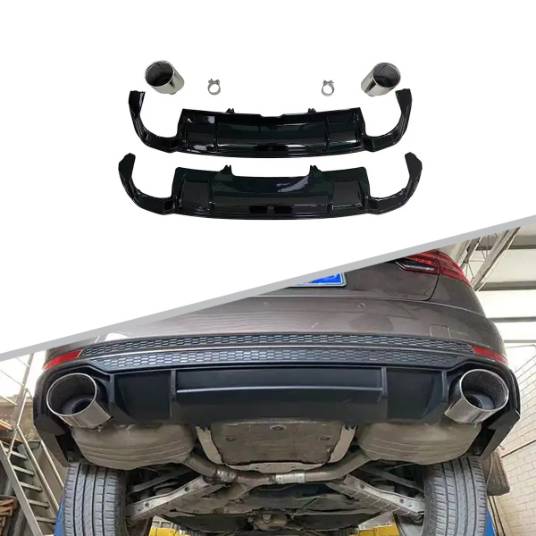 Черный диффузор RS4 с насадками для Audi A4 S-line