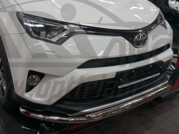 Toyota RAV4 (15–) Защита переднего бампера двойная d 60/42 мм, нерж.