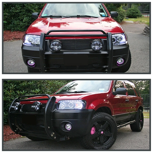 Ford Escape, Maverick (05-07) линзованные фары передние черные с ангельскими глазками 