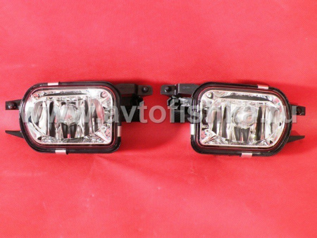 Mercedes C-class W203 (04-) передние хромированные противотуманные фары, комплект 2 шт.