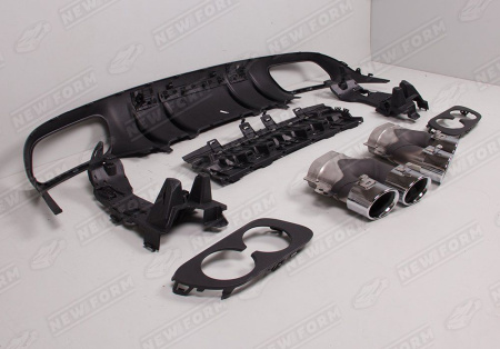 Mercedes-Benz C-Klasse W205 Coupe рестайлинг 2018 - н.в. Диффузор заднего бампера 4.3 AMG с хромированными насадками