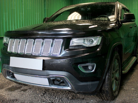 Jeep Grand Cherokee (13–) Защита радиатора Premium, хром, верх (7 частей) (Laredo, Limited)