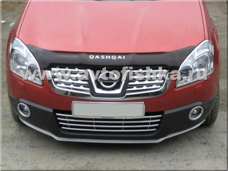 Nissan Qashqai (06-) накладки решетки радиатора хромированные, комплект 10 шт.