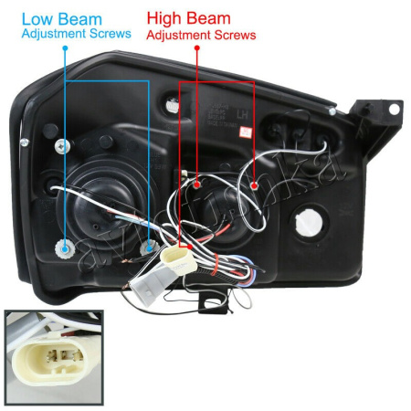 Dodge Magnum (05-08) фары передние линзовые черные, со светящимися ободками и светодиодной подсветкой, комплект 2 шт.