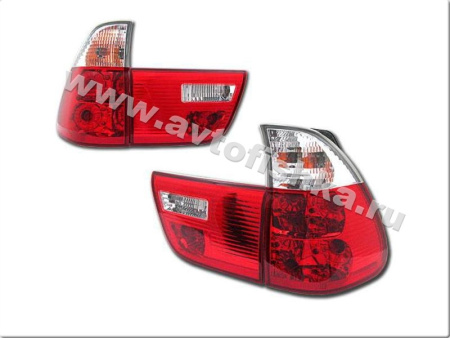 BMW X5 (98-06) фонари задние красно-белые прозрачные, комплект лев.+прав.
