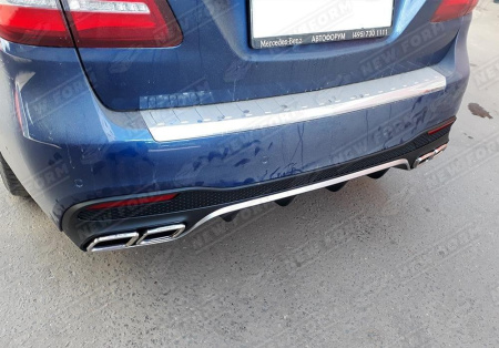 Mercedes-Benz GLS-Klasse X166 2015 - 2019 Диффузор заднего бампера 6.3 AMG черный с хромированными насадками
