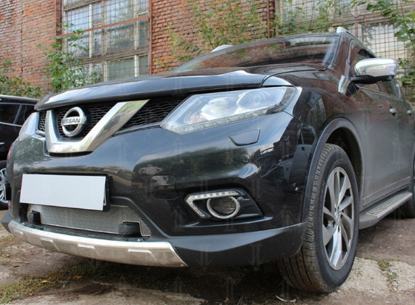 Nissan X-Trail (14–) Защита радиатора Optimal, хром, низ (с парктроником)
