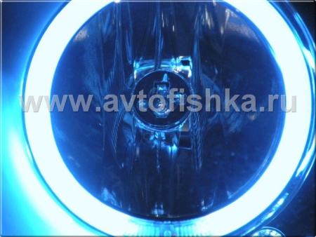 Mitsubishi L200 Triton (2005-) фары передние линзовые со светящимися ободками, черные, комплект 2 шт.