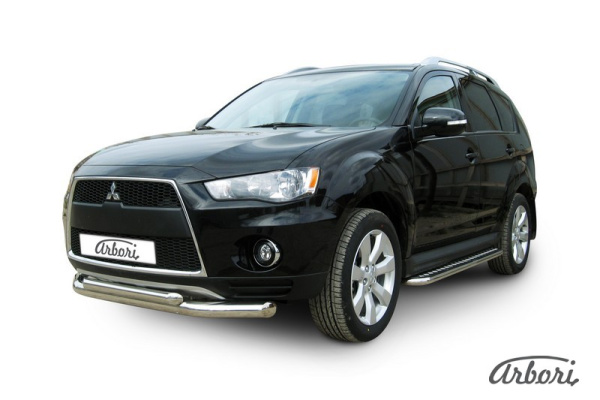 Защита переднего бампера Arbori d76+d57 двойная MITSUBISHI OUTLANDER XL NEW 2010-2012