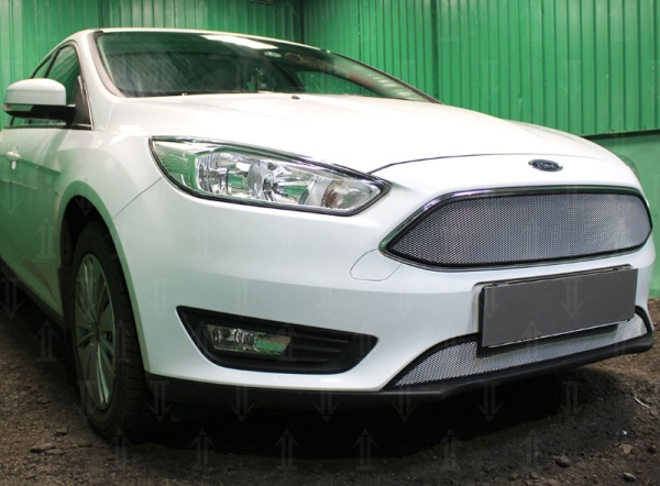 Ford Focus (14–) Защита радиатора, хром, верх
