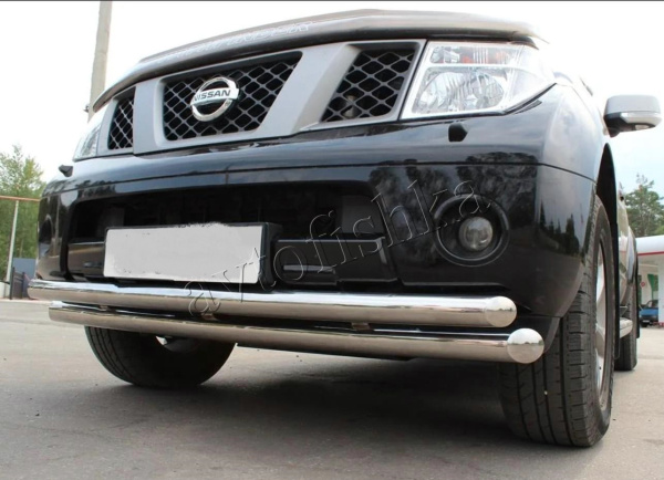 Nissan Pathfinder (05-) двойная защита переднего бампера, труба 76/63 мм