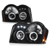Jeep Grand Cherokee (04-07) фары передние линзовые черные, со светящимися ободками CCFL и светодиодами, комплект 2 шт.