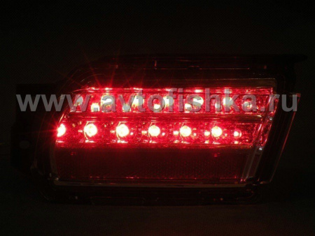 Toyota Land Cruiser Prado 150 (10-) фонари заднего бампера светодиодные хромированные, с красными рефлекторами, комплект 2 шт.