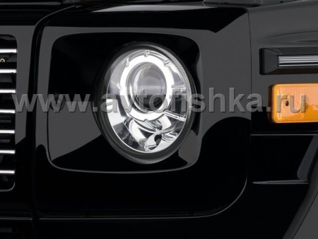 Mercedes G-class (90-06) передние фары линзовые хромированные, под корректор, комплект 2 шт.