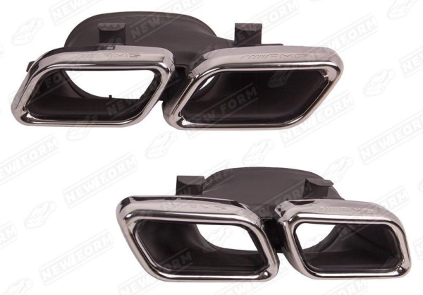 Mercedes-Benz C-Klasse W205 рестайлинг 2018 - 2021 Диффузор заднего бампера 6.3 AMG хром с хромированными насадками