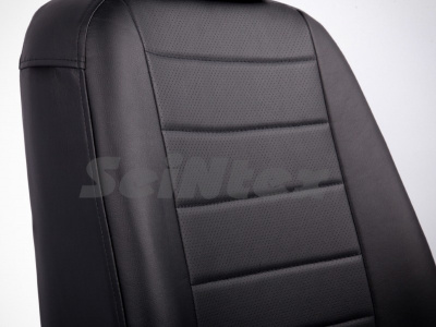 Nissan Almera (12–) Чехлы на сиденья (экокожа), цвет - чёрный (Almera IV цельная)