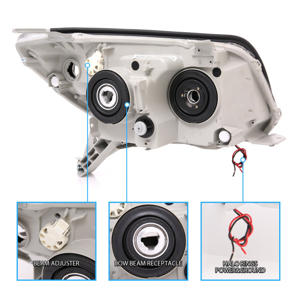 Toyota 4Runner (2006-2009) передние фары чёрные с ангельскими глазками