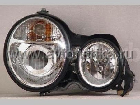 Mercedes E W210 (95-99) фары передние линзованные хромированные, вакуум. корректор, комплект 2 шт.
