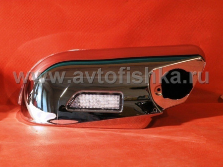 Toyota Land Cruiser Prado 120 (02-09) корпуса боковых зеркал хромированные, со светодиодными поворотниками и нижней подсветкой "Welcome", комплект 2 шт.