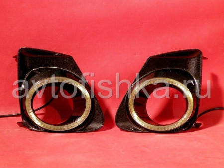 Toyota Corolla (2011-) рамки противотуманных передних фар со светящимися ободками - ангельские глазки, комплект 2 шт.