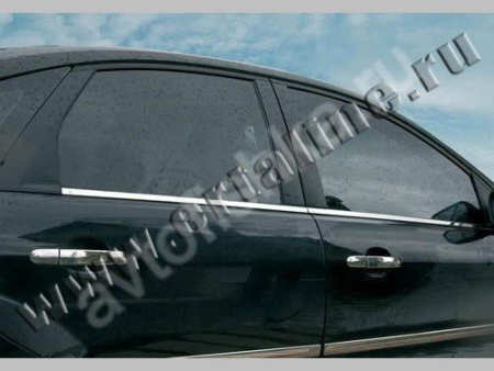 Kia Rio (2011-) молдинги окон нижние из нержавеющей стали, 6 шт.